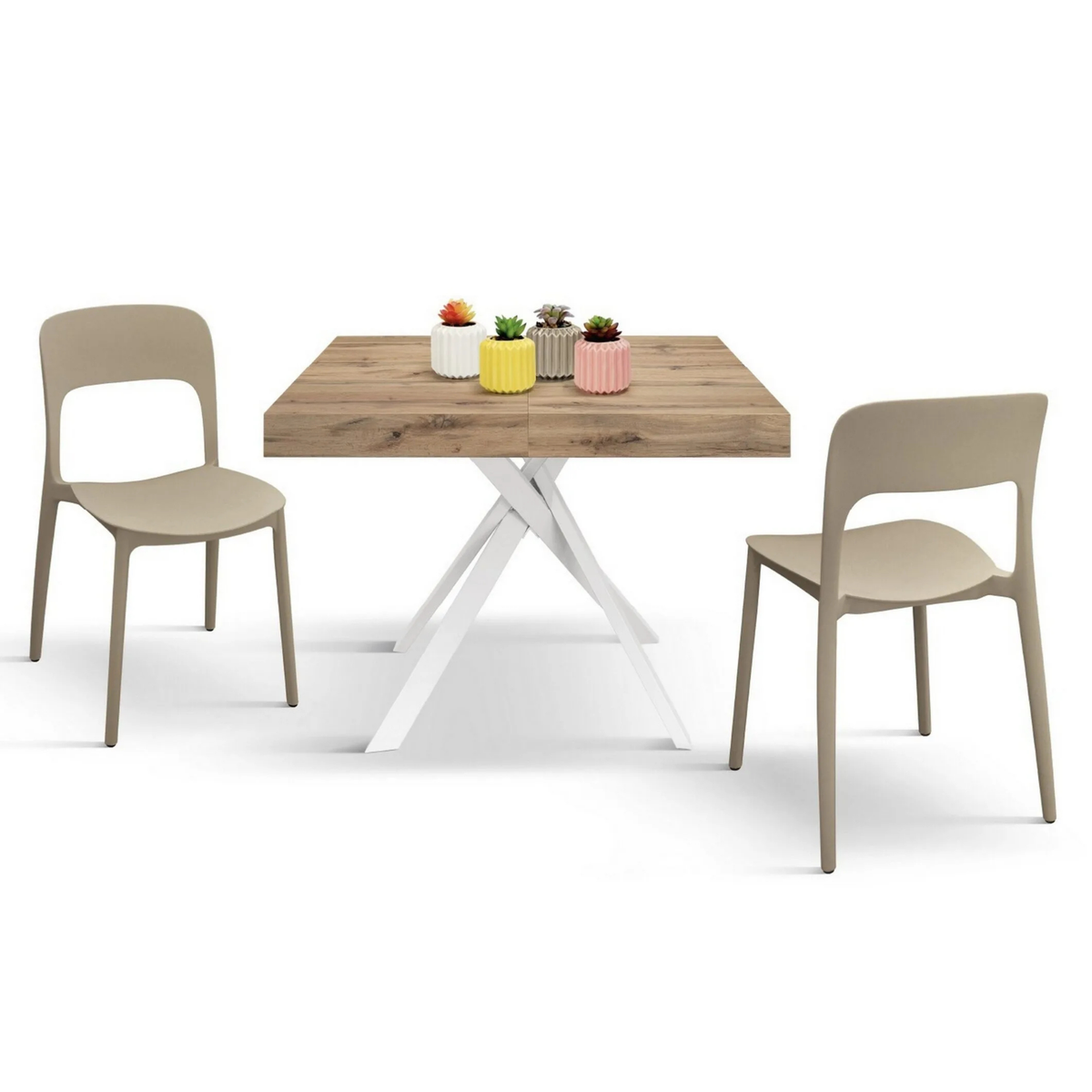 Tavolo allungabile MALMO con gambe incrociare 95x90 cm - 145x90 cm