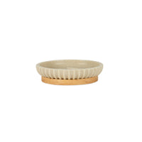 Portasapone in poliresina beige e legno
