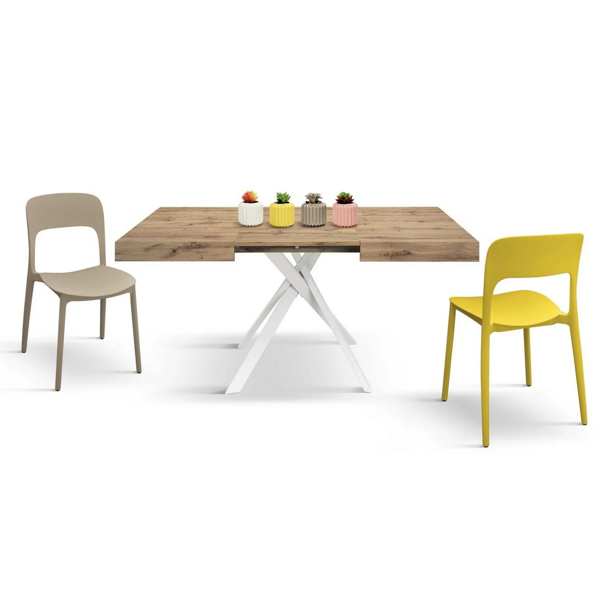 Tavolo allungabile MALMO con gambe incrociare 95x90 cm - 145x90 cm