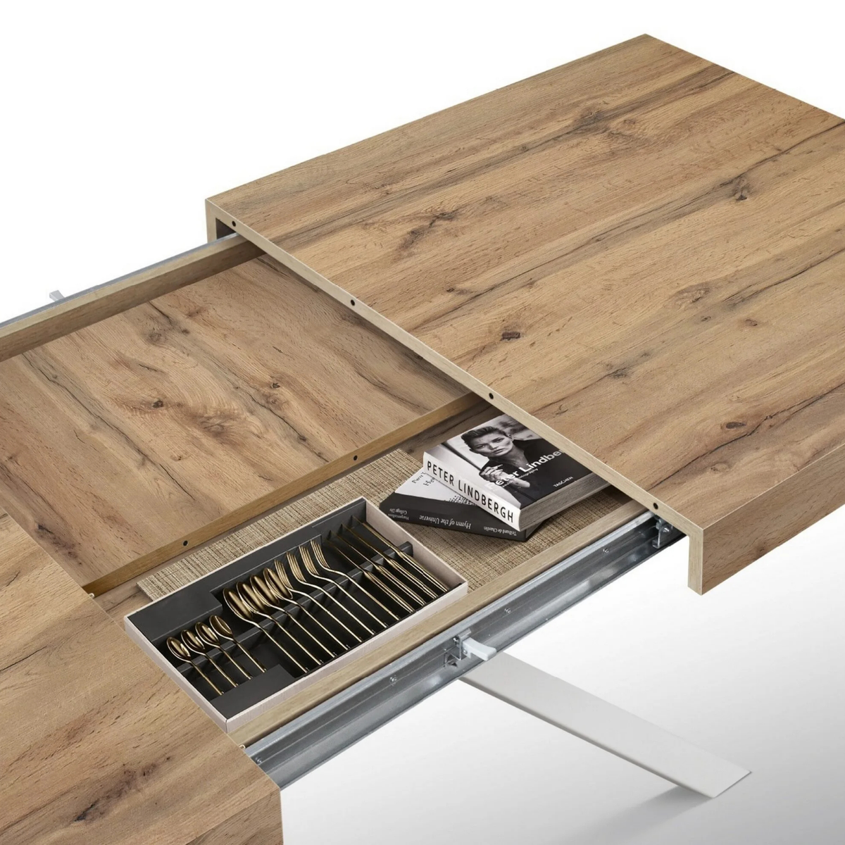 Tavolo allungabile MALMO con gambe incrociare 95x90 cm - 145x90 cm