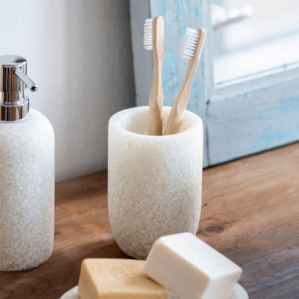 Portaspazzolino effetto gres bianco