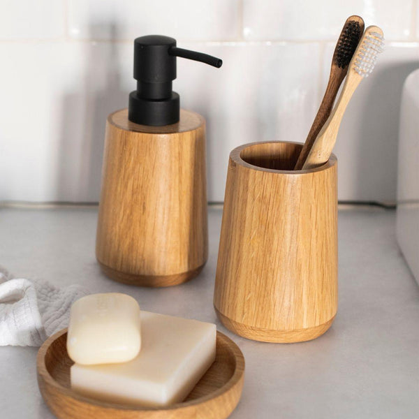 Portaspazzolino in rovere naturale