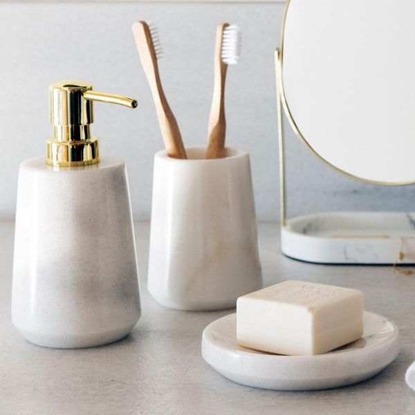 Dispenser in marmo bianco