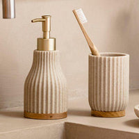 Dispenser in poliresina beige e legno