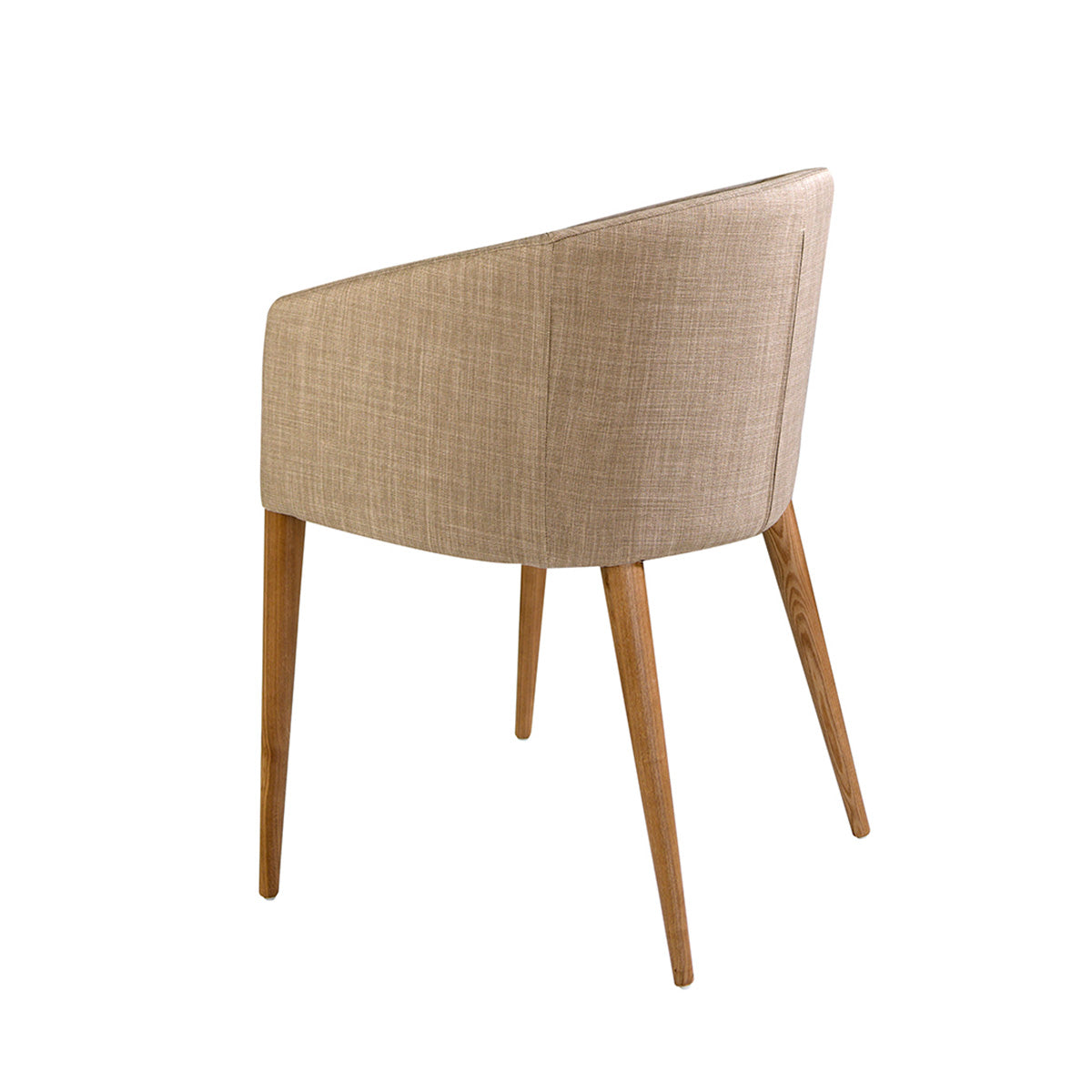 Retro della Sedia Lowell con struttura in tessuto beige e gambe in legno, ideale per arredamenti moderni.