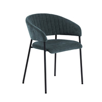 Sedia Brooke in tessuto GRIGIO scuro con gambe in metallo nero, design contemporaneo per ambienti eleganti.