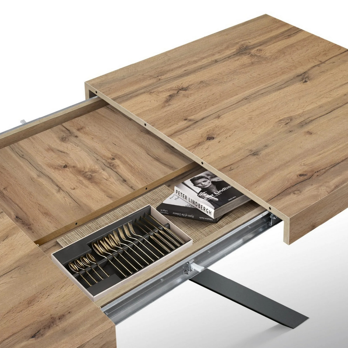 Tavolo allungabile MALMO con gambe incrociare 95x90 cm - 145x90 cm